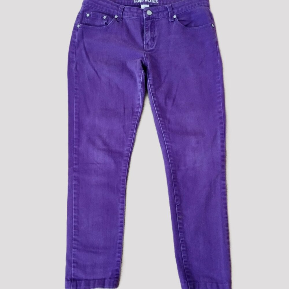 Love Notes Purple Five Pocket Cotton Spandex Woman's Jeans Size 7/8